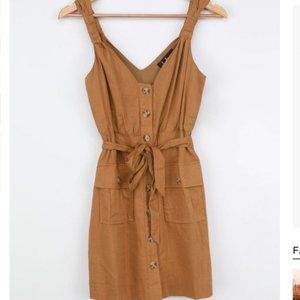 Meant for Greatness Tan Button-Front Dress- Lulus